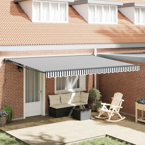 Gecheer Toldo Retráctil Moderno de Aluminio y Tela, Control Manual y Remoto, Diseño Semi-Cassette, 450x300x165 cm Modelo LYKZJ-3330898ES