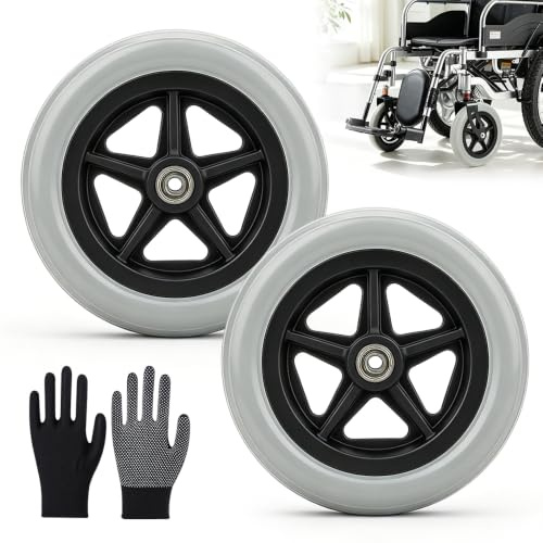 HOVCEH Lot De 2 Roue Avant De Fauteuil Roulant,190 Mm Roues Avant Du Fauteuil Roulant AntidéRapant,Roues De Rechange Solides pour Fauteuils Roulants, Déambulateurs, Aides à La Marche