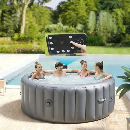 DDZJTPP Spa Gonflable Portable D'ExtéRieur pour 2 à 6 Personnes avec 180 Jets d'air Et 1 Couverture Thermique de Massage IdéAl pour Le Jardin, La Terrasse Et La Piscine 72x28in