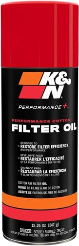 K&N Air Filter Oil: Aerosol; Restore Engine Air Filter Performance and Efficiency, 99-0516, 347g(12.25 Oz)