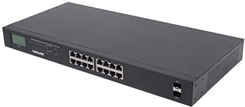 Intellinet 16port Gigabit Ethernet PoE switch con 2 sfpports lcdanzeige IEEE 802.3 at/AF Power Over Ethernet (POE/POE) conforme 370 W endspan 19 Rack Mount 19 pollici 561259 NERO
