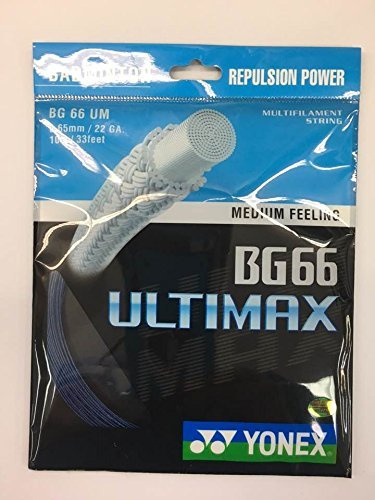 YONEX BG66 Ultimax Badmintonsträng, 0,65 mm, 10 m, Quick Repulsion (blå)