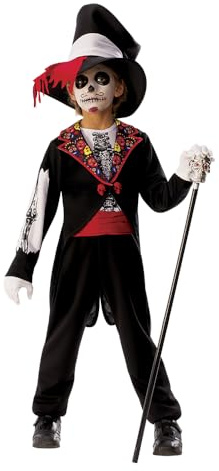 Rubies Costume Catrin per bambino e bambina, Abito Catrin con giacca stampata con camicia, pantaloni, fascia e cappello, Katrinas, per Halloween, carnevale e compleanno