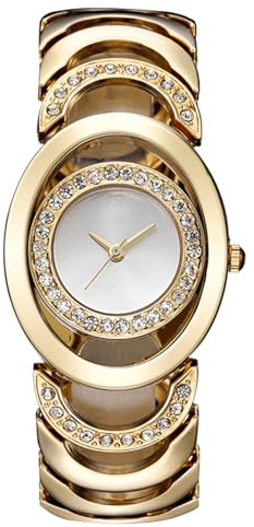 RORIOS Moda Mujer Relojes de Pulsera Dial Simulado Diamante Acero Inoxidable Relojes de Mujer Reloj de Dama