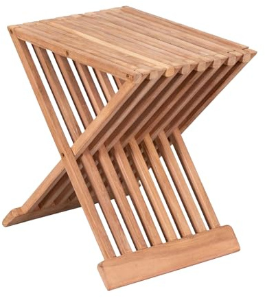 MR. DEKO Teak Sidobord Fiskben – Bord – Trädgårdsbord – Utomhusmöbler – För Balkong, Terrass, Vinterträdgård, Trädgård