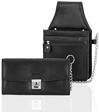 SWISSONA Kellner Geldbörse - Kellnertasche aus Kunst Leder mit Kellnerportemonnaie - Kellner Geldbeutel Kellnerbörse Tasche - Bedienungsgeldbeutel - Kellnergeldbörse
