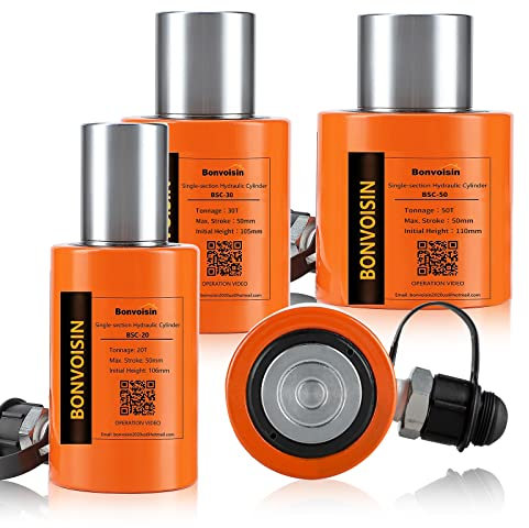 Bonvoisin Hydraulic Cylinder 10T-50T Optional Hydraulic Cylinder Ram 50mm Stroke Low Profile Hydraulic Lifting Jack for Machinery/Shipbuilding/Engineering (RSC-20T)