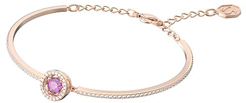 Swarovski Sparkling dance bangle, Purple, Rose gold-tone plated