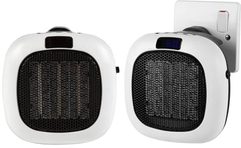 Beldray COMBO-8288 Electric Plug In Heater Set of 2, Portable Heating Unit With LED Display, 12 Hour Timer, 2 Fan Speed and Cool Down Function, Small Personal Space Heater, 700 W, White