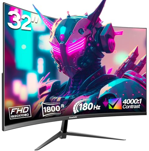 Gawfolk Monitor da gioco da 32 pollici 1800R curvo monitor per computer 165HZ/180HZ schermo VA per casa, ufficio e dormitorio, supporto a parete