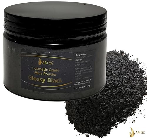 Epoxidharz Farbe Metallic Schwarz/Black100g Jar, AArtsZ Mica Powder Pulver, Farbpigmente, Perlglanz Natürliches kosmetisches Pigment für Lipgloss, Nagellack,Epoxidharz,Make-up,Seifenfarbe, Badebomben