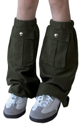 shownicer Warme Stulpen Damen Denim Leg Warmers Y2K Lange Beinwärmer für Cosplay Halloween Party Teenager Mädchen Gothic Lange Socken 80er Harajuku Oberschenkel Hohe Socken F Grün Einheitsgröße