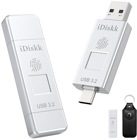 iDiskk 128 GB, 500 MB/s, Fingerabdruck-Verschlüsselung, superschneller SSD-Flash-Laufwerk, Foto-Stick für iPhone 15/15 Plus/15 Pro/15 Pro Max, USB-C-iPad, MacBook, Laptops, Android und PC