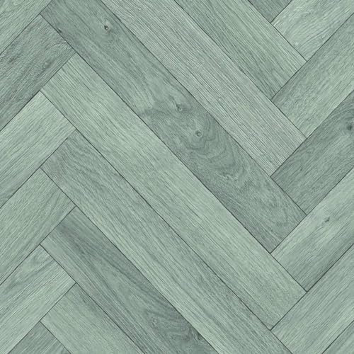 Grey Wood Effect Herringbone Pattern Vinyl Flooring For LivingRoom, Hallways, Kitchen, 2.0mm Felt Backing Vinyl Sheet,Waterproof Lino Flooring-3m(9'9) X 2m(6'6)-6m²