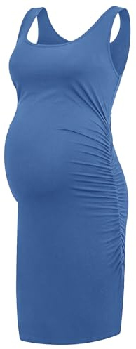 Smallshow Vestido de Maternidad para Mujer, con Mangas fruncidas, Ropa de Embarazo de Verano