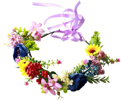Beatifufu Blumenstirnband Aus Kunstblumen Blumenhaarkranz Für Hochzeit Und Party Haarschmuck Blumenkranz Blumengirlande Für Damen Festivalhaarband Mit Sonnenblumen