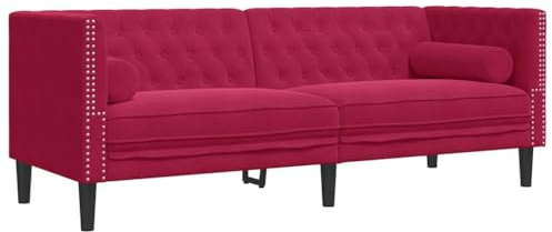 vidaXL Divano Chesterfield con Rinforzi 3 Posti Rosso Vino in Velluto, Divano a 3 posti, Divano, Divano da Salotto, divani a 3 posti, Divano Imbottito