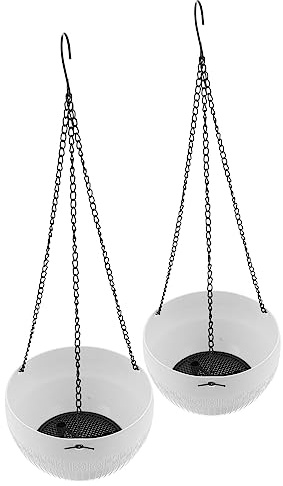 CAXUSD Maceta Colgante para Plantas con Autorriego para Interior y Exterior, Grande 2 Piezas, Color Blanco, Material Grueso con Red Separadora, Adecuado para Balcón y Jardín Decorativo