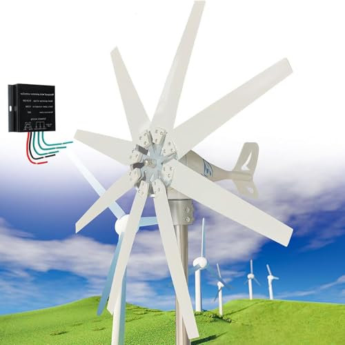 DPQYJPP Eight-Blade Wind Turbine,Portable Vertical Helix Wind Power Turbine Generator Kit,10000W 3 Phase AC 12v 24v 48v Axiss Horizontal Wind Turbine Generator Kit,for Home Street Lighting,12v