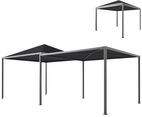 Outsunny 3 x 3(m) Garden Gazebo Canopy with Extendable Awning and Wheels