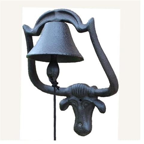 HEYDGBBZ Battery Operated Indoor Doorbell, Manual Doorbell,Vintage Door Bell, Decorative Cattle Doorbell Rustic Style ​Door Bell Garden Home Wall Decoration Antique Bell Farmhouse