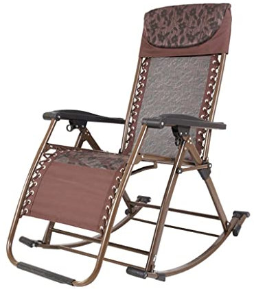 Schaukelstuhl-Relaxsessel, Klappstühle für draußen, Verstellbarer Chaiselongue-Sessel mit dickem, abnehmbarem Kissen, Getränkehalter, Metallrahmen, Schwerelosigkeitsstühle mit Pil, Stil