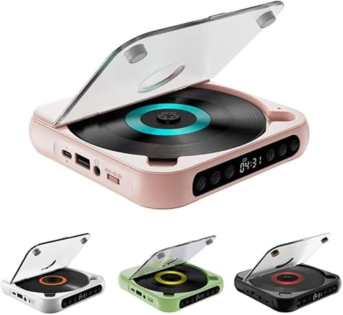 Lettori CD portatili con Bluetooth 5.3, suono Hi-Fi, riproduzione wireless e cablata, lettore CD compatto ricaricabile per casa/auto, supporta cuffie Bluetooth e uscita AUX