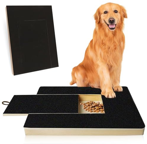Dog Nail Scratch Board, Wooden Scratching Boards Dog Nail File Board Puppy Nail Scratch Board File for Nails with Built-in Snack Box for Pet