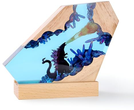 Syfunlv Epoxidharz Godzilla Nachtlicht,Godzilla Würfel Dekoration,USB Schlaf Lichter,Monster Nachttischlampe,Einstellbare Beleuchtung,7,5cm,für Raum Innenbereich Zuhause Schlafzimmer (Stil 3)