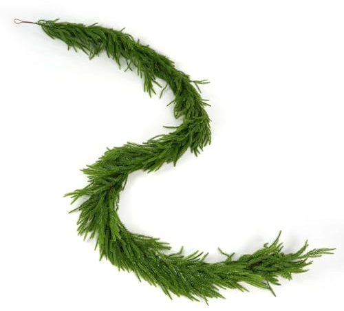 Artificial Norfolk Pine Garlands, Realistic Pine Garland, Green Artificial Greenery Garland for Table, Mantle, Wall, Indoor, Winter Christmas Decorations, Holiday Party Home Decoration (1, 6FT)