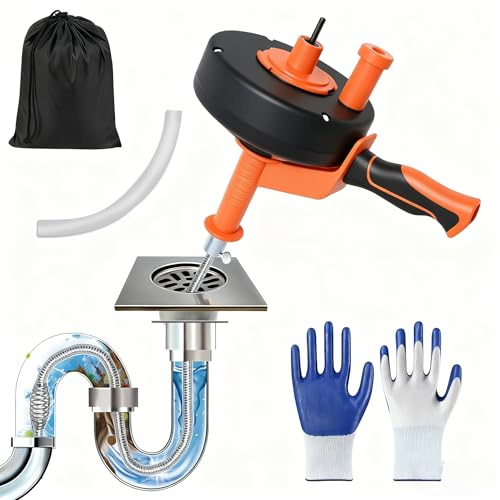 TINMAGI Furet Déboucheur Canalisation Professionnel, 10m Furet Canalisation, Furet Plomberie avec Gants et Tuyau Auxiliaire, Spirale de Nettoyage Écologique des Tuyaux pour Cuisine, Évier, Douche