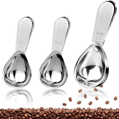 3 Pcs Coffee Measuring Spoon, 15ml 30ml Tbsp Measuring Coffee Spoons Stainless, Short Handle Tablespoon Measuring Spoon for Ground Coffee Beans Powder Espresso Measuring Spoons