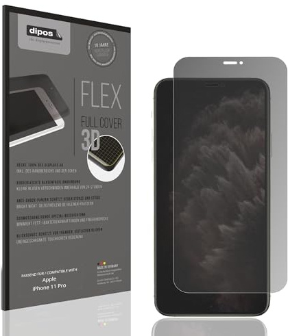 dipos FLEX Blickschutzfolie für Apple iPhone 11 Pro | Privacy Displayschutz matt, 2-Wege Sichtschutz, Full Cover, selbstheilend, blasenfrei, Fingerprint-kompatibel, selbstklebend