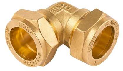 Westco - Raccordo a gomito a compressione uguale DZR, in ottone, J612 - C x C, per impianti idrici e riscaldamento, 15 mm