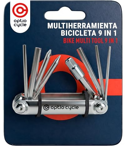 Optio Cycle Cykel Multitool 9-i-1 – Litet Multiverktyg för Cykel på Språng | Mini Multitool för MTB, Landsväg, Gravel och E-Bike