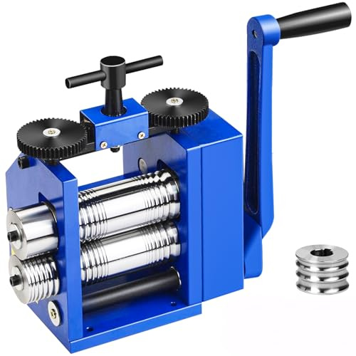 Manual Rolling Mill Machine, Manual Combination Rolling Mill 40mm, Jewellery Press Tabletting Tool for Metal Stretching, Wire Shaping, Printing Embossing Patterns Textures