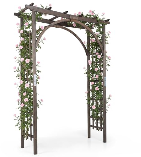 COSTWAY 160 x 60 x 216 cm Arco Jardin Exterior de Madera, Marrón