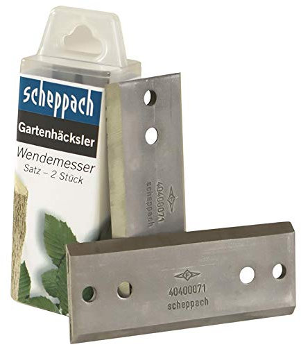 Scheppach Wendemesser für Gartenhäcksler Biostar 3000 | 4x40x100mm | 1 Satz = 2 Stück | Ersatzmesser passend für Scheppach GWS400 & GWS400B | Hochwertige Häckslermesser aus Stahl