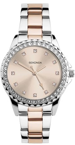 Sekonda Women's Quartz Watch with Rose Gold Dial Analogue Display and Multi-Colour Bracelet 4254.27