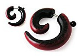 Fake öra spiral expander Acyl röd och svart stretch piercing – ZER049 e rostfritt stål, cod. ZER049
