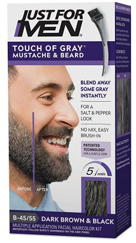 Just For Men Touch of Gray Mustache and Beard Hair Treatment, Dark Brown and Black