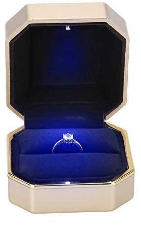 Cofanetto Portaanelli Illuminato a LED per Proposta di Matrimonio, Custodia Gioielli Elegante con Luce Calda e Design Raffinato