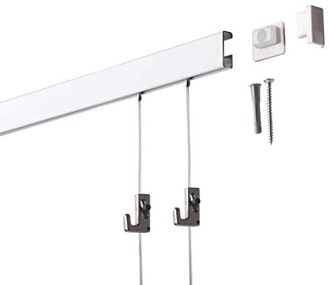 2 Meter (1 x 2m) SOFT-RAIL® Bilderschienen Set COMFORT (M), Weiß beschichtet, versch. Längen und Farben