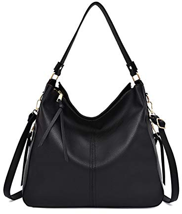 Aileese Hobo Handbags for Women Shoulder Bag Large Crossbody Bags with Tassel Leather Gun Tote Black