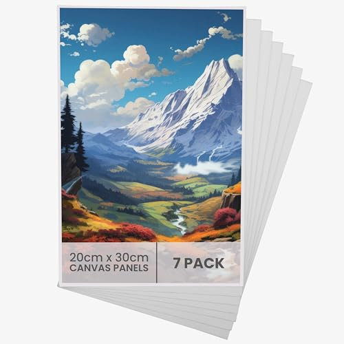 Belle Vous 7er Pack Leinwand zum Bemalen Set - Keilrahmen 20x30 cm groß - 7x Kleine Leinwände zum Bemalen - 20x30cm Leinwand klein zum bemalen Set - 7 Leinwände für Acrylfarben