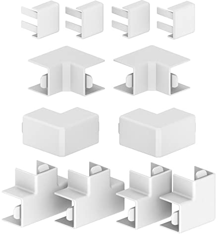 Habengut Zubehör-Set (4x ES, 2x IE, 2x AE, 2x FW, 2x T-Stück) für die Montage des Kabelkanals 15x15 mm, Farbe: Weiß