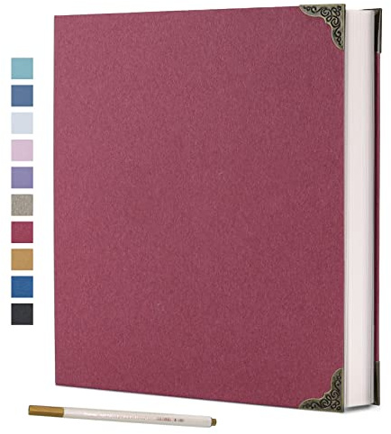 Vienrose Selbstklebendes Fotoalbum 3 Ringe, 40 Seiten, 23x27 cm, Rot | Hardcover Einband, Scrapbooking Album, DIY Kit, Freunde Familie Hochzeit Erinnerungen