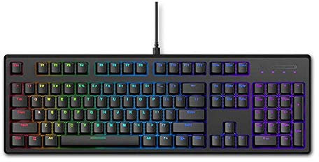 NCRD Tastiera di Gioco Meccanica, Interruttore Rosso RGB Light Light PBT KeyCap, LED Gaming Backlit, 104 Tasti, Controllo multimediale per PC e Computer Desktop