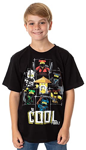 Lego Ninjago Movie Boys' Martial Arts Be Cool Fool Graphic Print T-Shirt, L Black