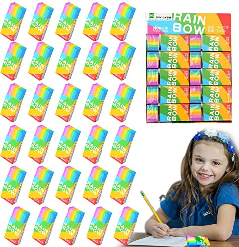 30 Stück 2B Radiergummi, Regenbogen Weich Radierer, Langlebiger Kunststoff-Radiergummi, Kinder-Set für Schule, Büro, Skizzenraum, Kunstmalerei